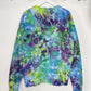 L | Ice Dye Blue, Purple Green Hand Dyed Sweatshirt