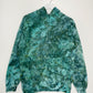 S | Ice Dye Dark Green Hand Dyed Pullover Hoodie