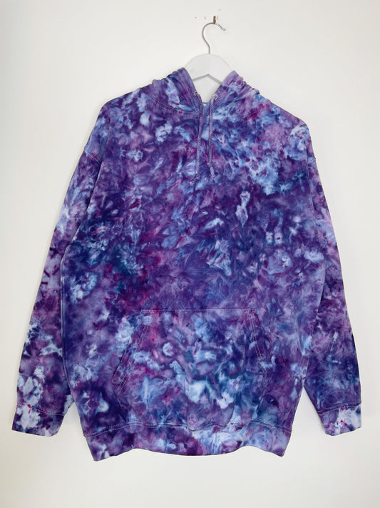 L | Ice Dye Purple Hand Dyed Pullover Hoodie