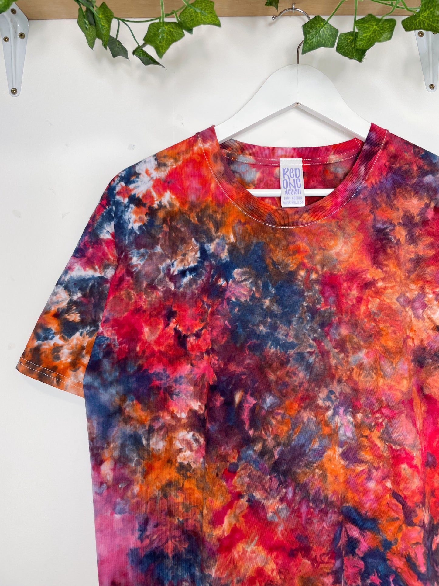 L | Ice Dye Red Galaxy Hand Dyed Ice Tie Dye T-Shirt