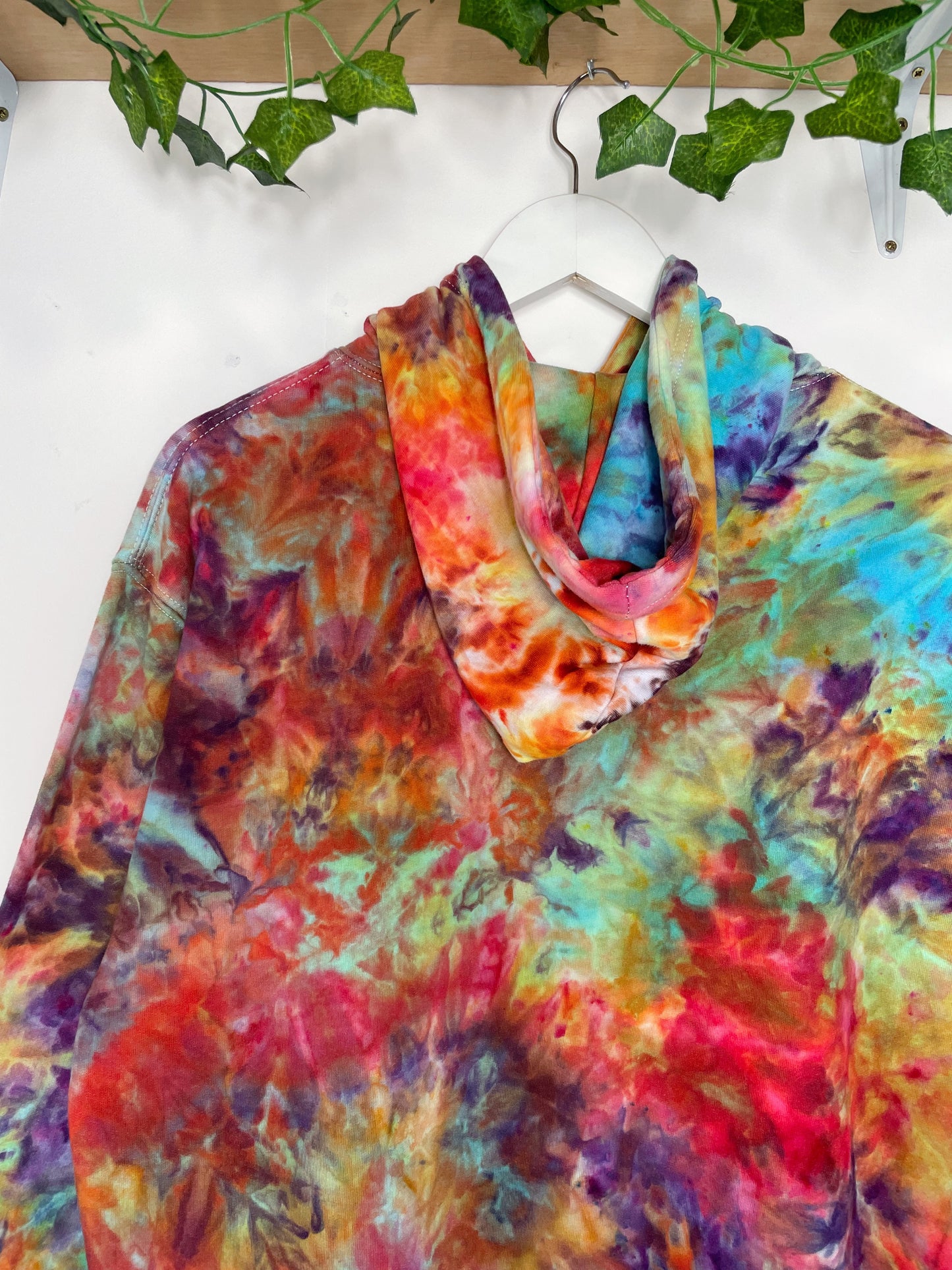 M | Ice Dye Rainbow Multicolour Hand Dyed Pullover Hoodie