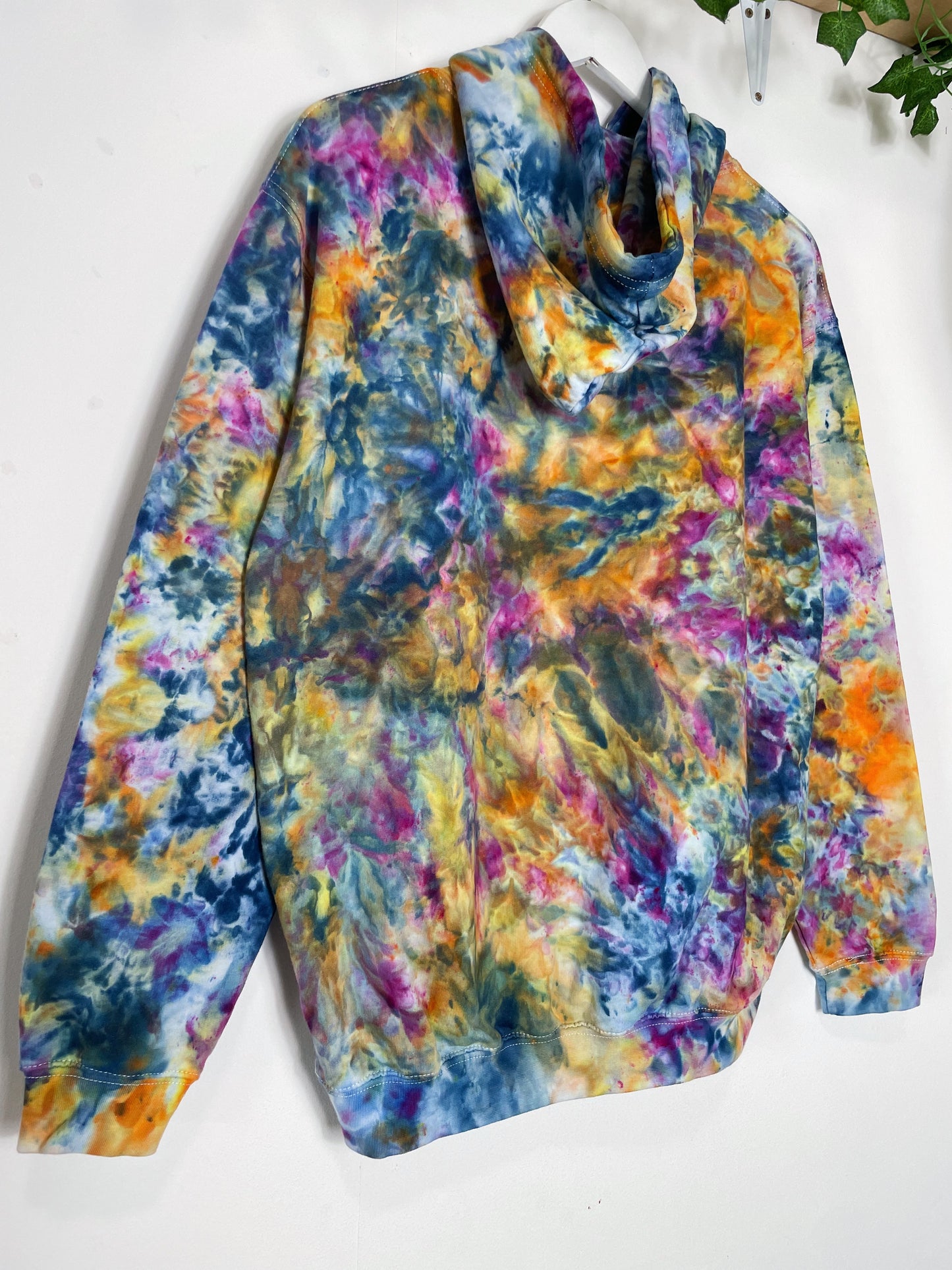 M | Ice Dye Blue Sunrise Multicolour Hand Dyed Pullover Hoodie