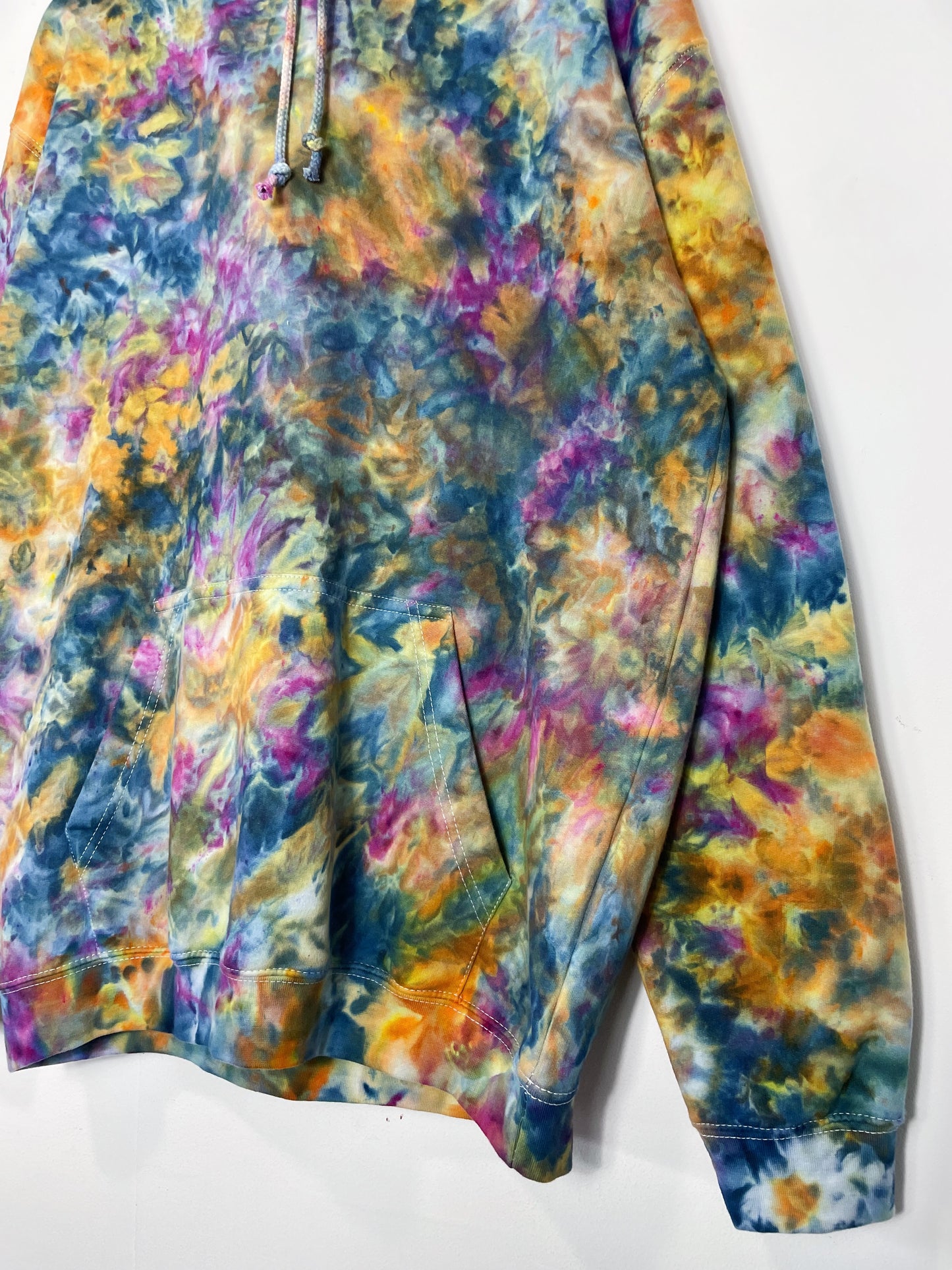 L | Ice Dye Blue Sunrise Hand Dyed Pullover Hoodie