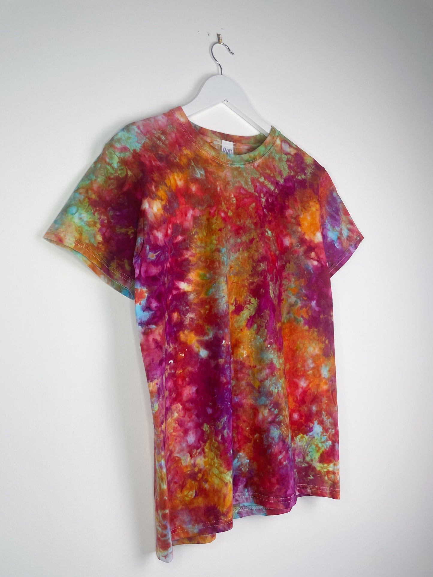 S | Ice Dye Rainbow Multicolour Hand Dyed Ice Tie Dye T-Shirt