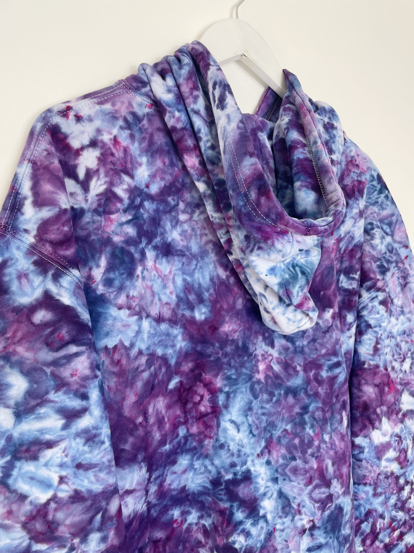 XL | Ice Dye Purple Hand Dyed Pullover Hoodie