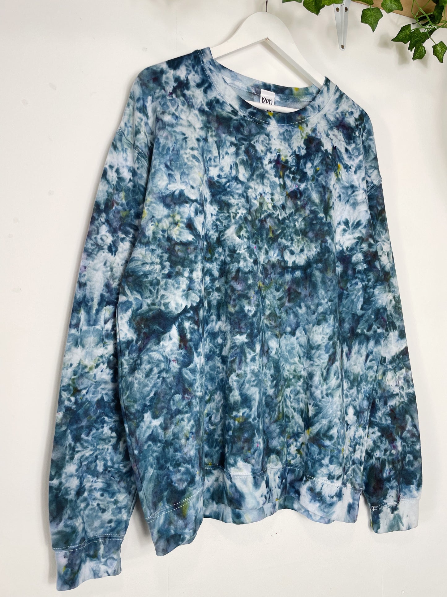 XL| Ice Dye Blue Black Hand Dyed Sweatshirt