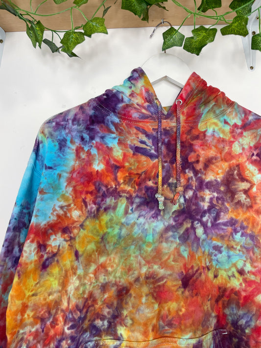 M | Ice Dye Rainbow Multicolour Hand Dyed Pullover Hoodie