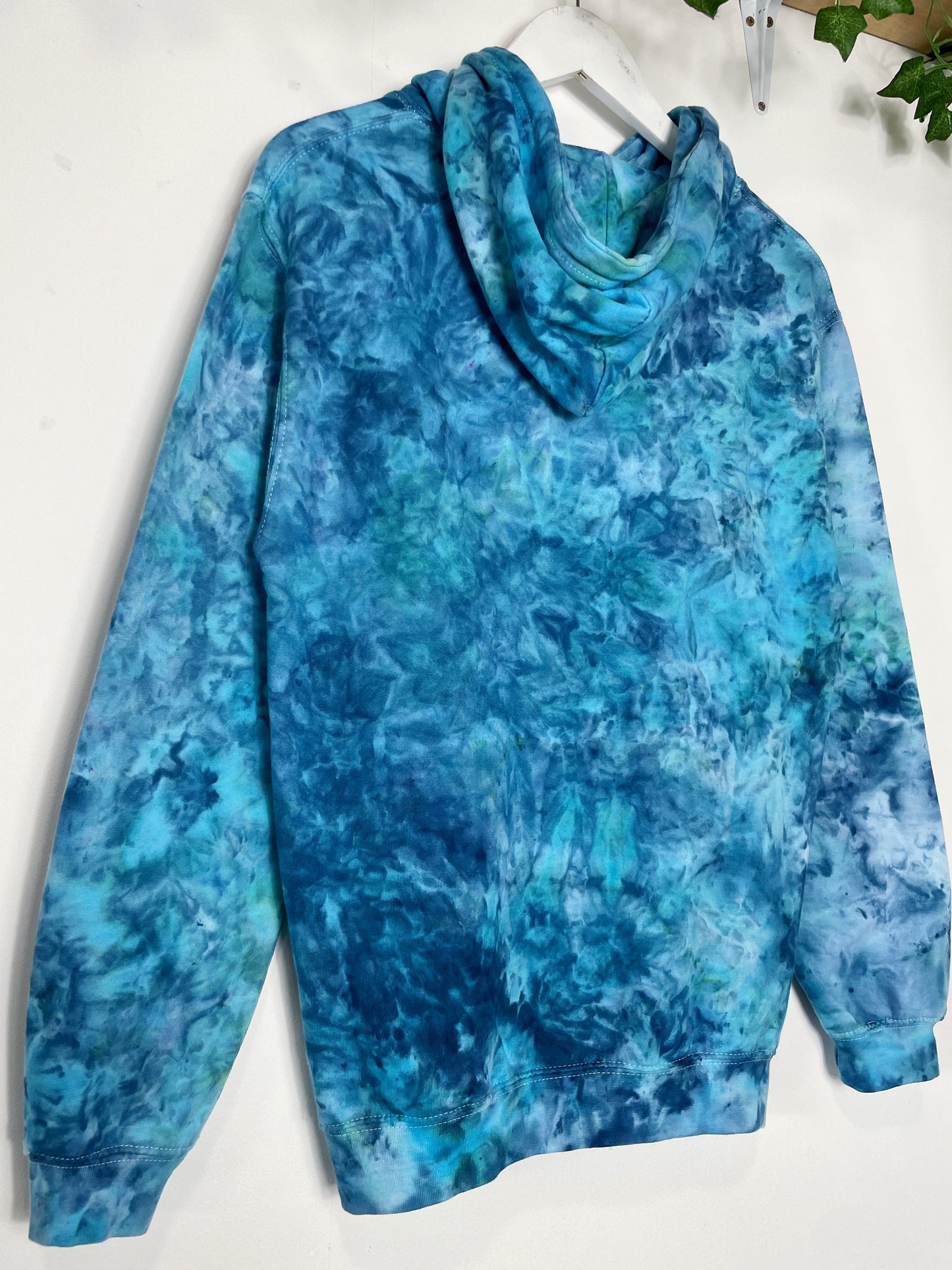 S | Ice Dye Ocean Blue Hand Dyed Pullover Hoodie