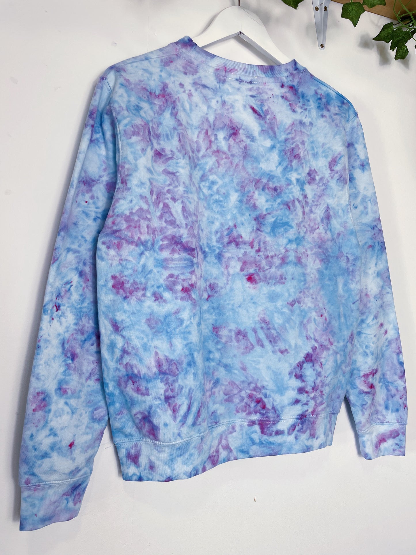 S | Ice Dye Light Blue and Pink Hand Dyed Sweatshirt