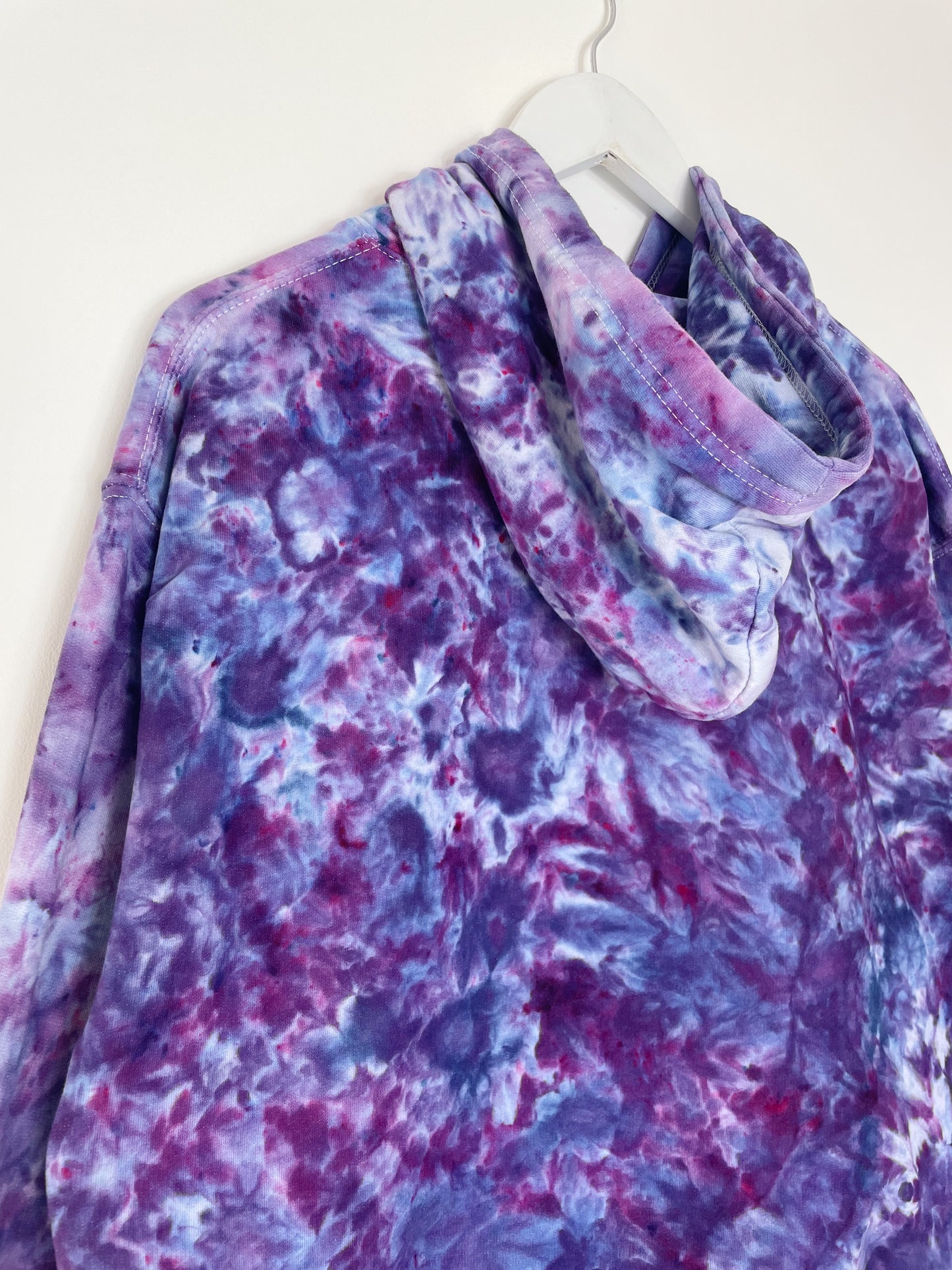 L | Ice Dye Purple Hand Dyed Pullover Hoodie