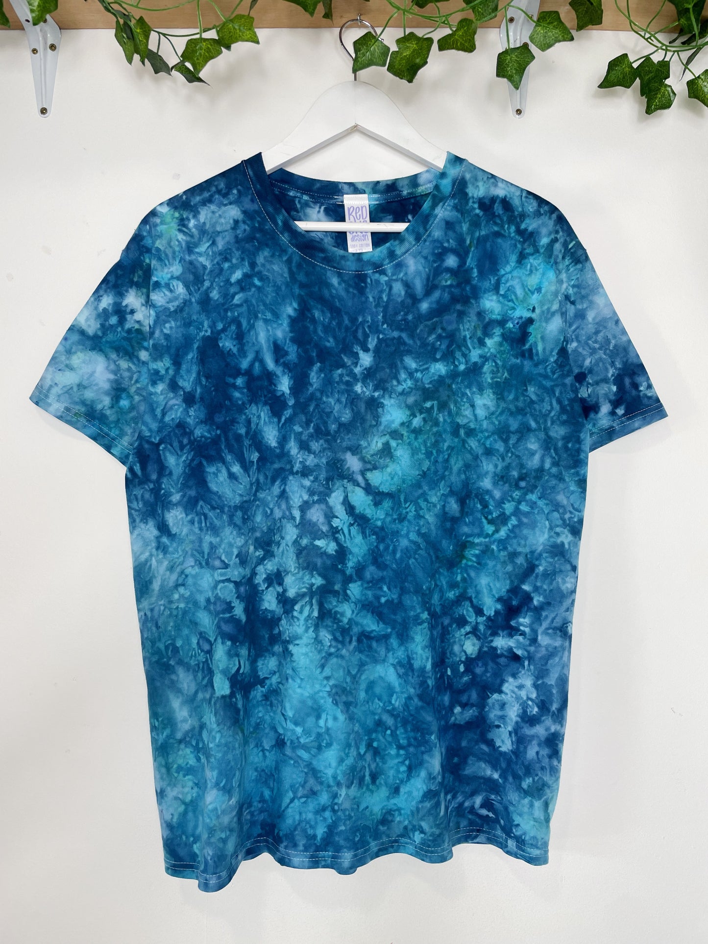 L | Ice Dye Ocean Blue Hand Dyed Ice Tie Dye T-Shirt