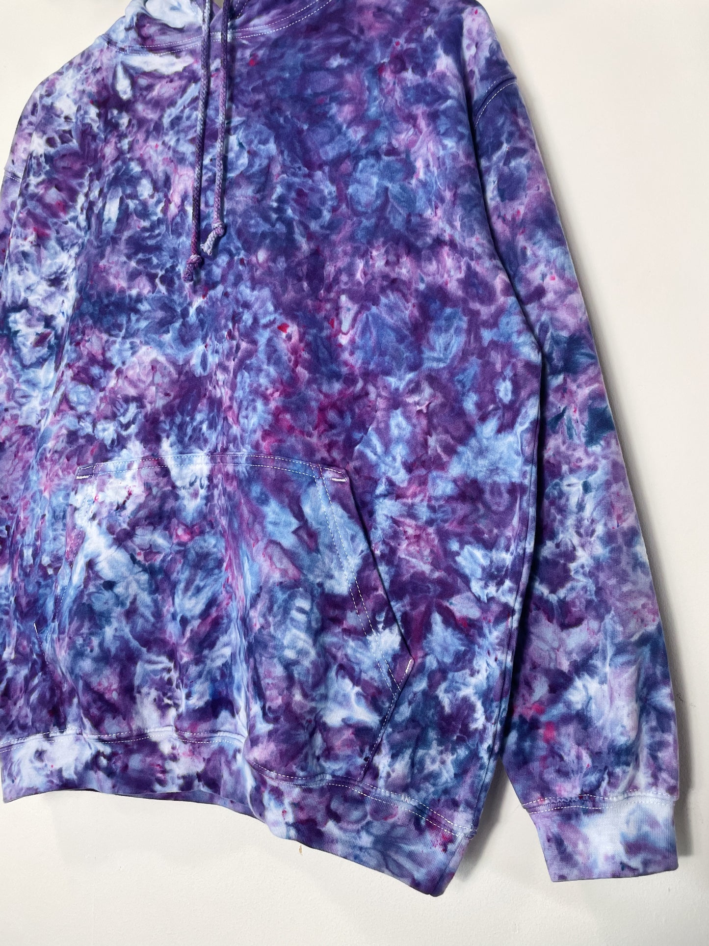 M | Ice Dye Purple Hand Dyed Pullover Hoodie