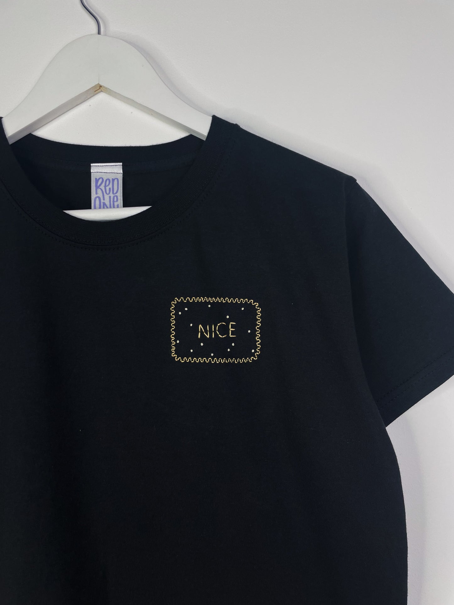 Nice Biscuit - Hand Embroidered Unisex T-Shirt