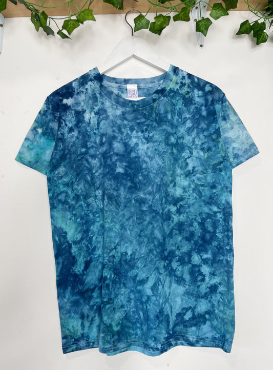 S | Ice Dye Ocean Blue Hand Ice Tie Dye T-Shirt