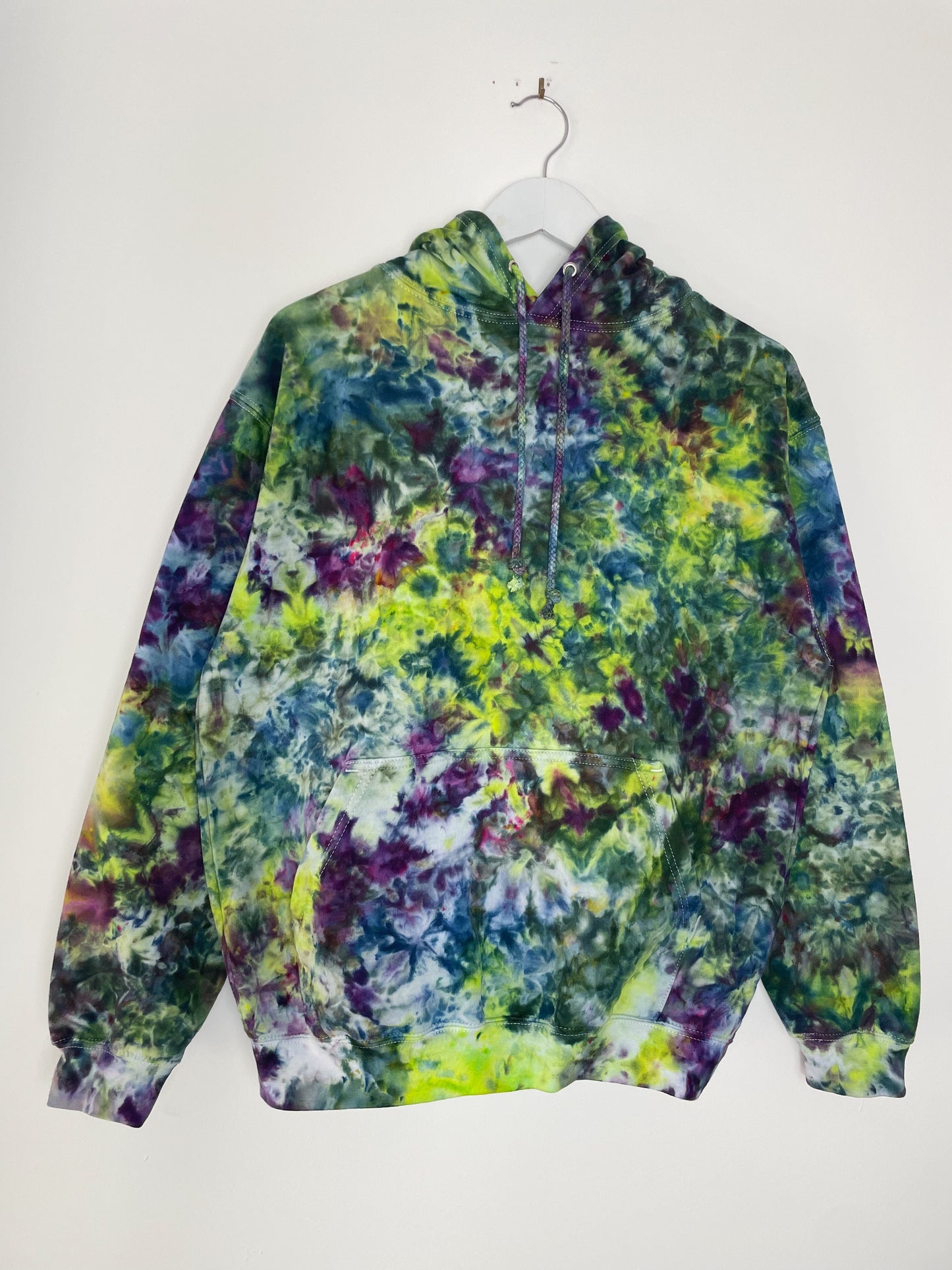 M | Ice Dye Dark Multicolour Hand Dyed Pullover Hoodie