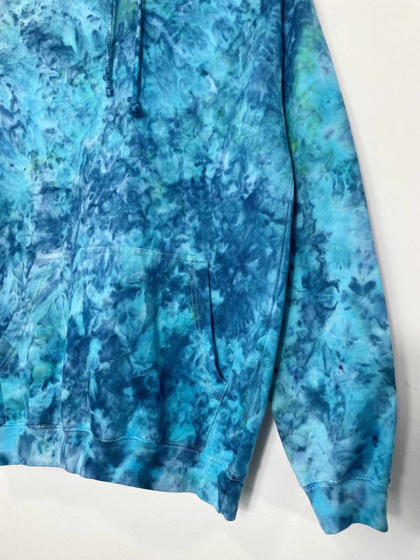 S | Ice Dye Ocean Blue Hand Dyed Pullover Hoodie