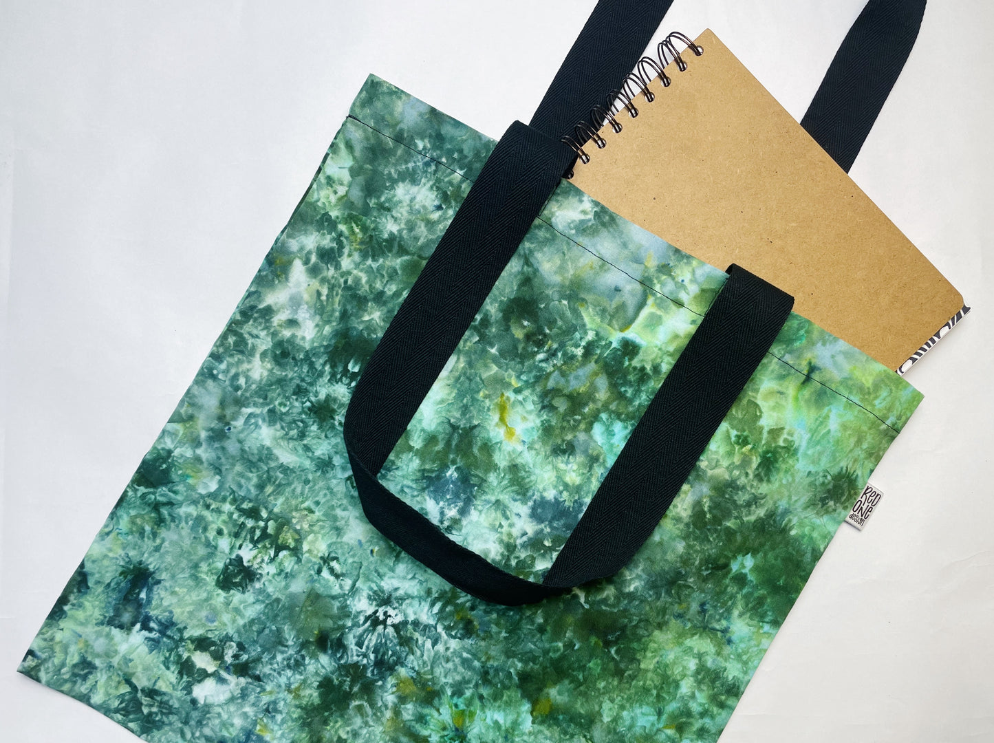 Dark Green Ice Dye Handmade Tote Bag