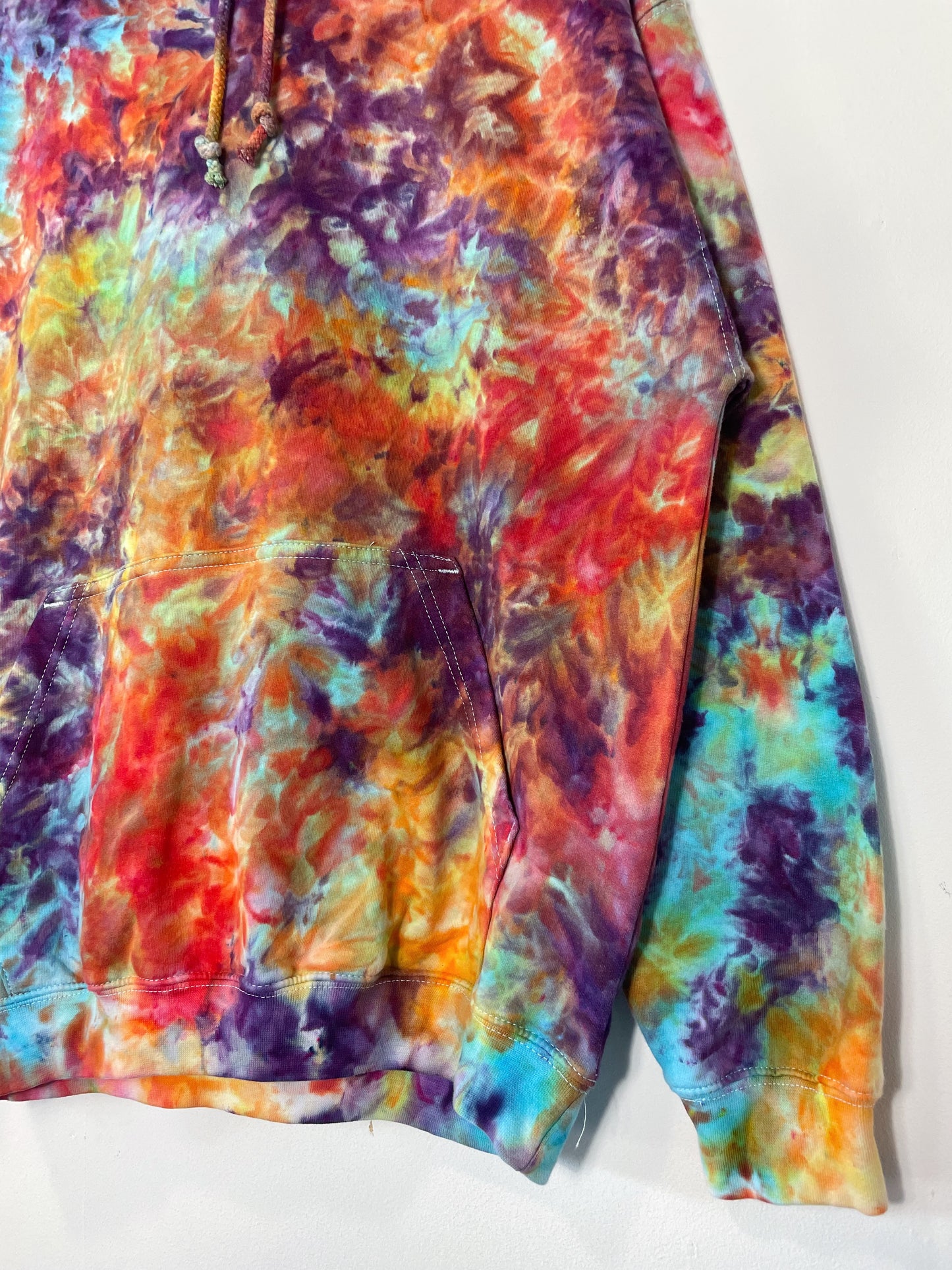 M | Ice Dye Rainbow Multicolour Hand Dyed Pullover Hoodie