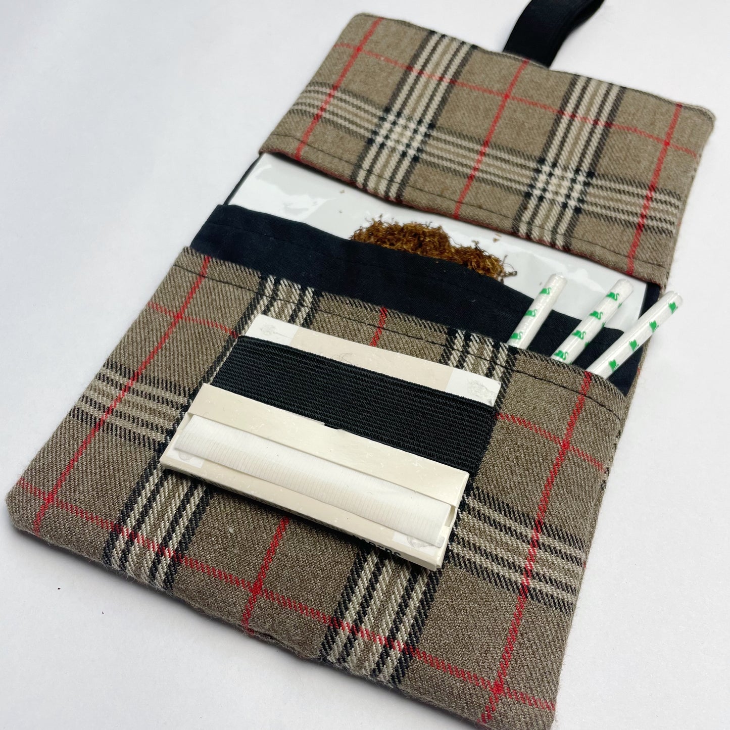 Handmade Brown Tartan Tobacco Pouch