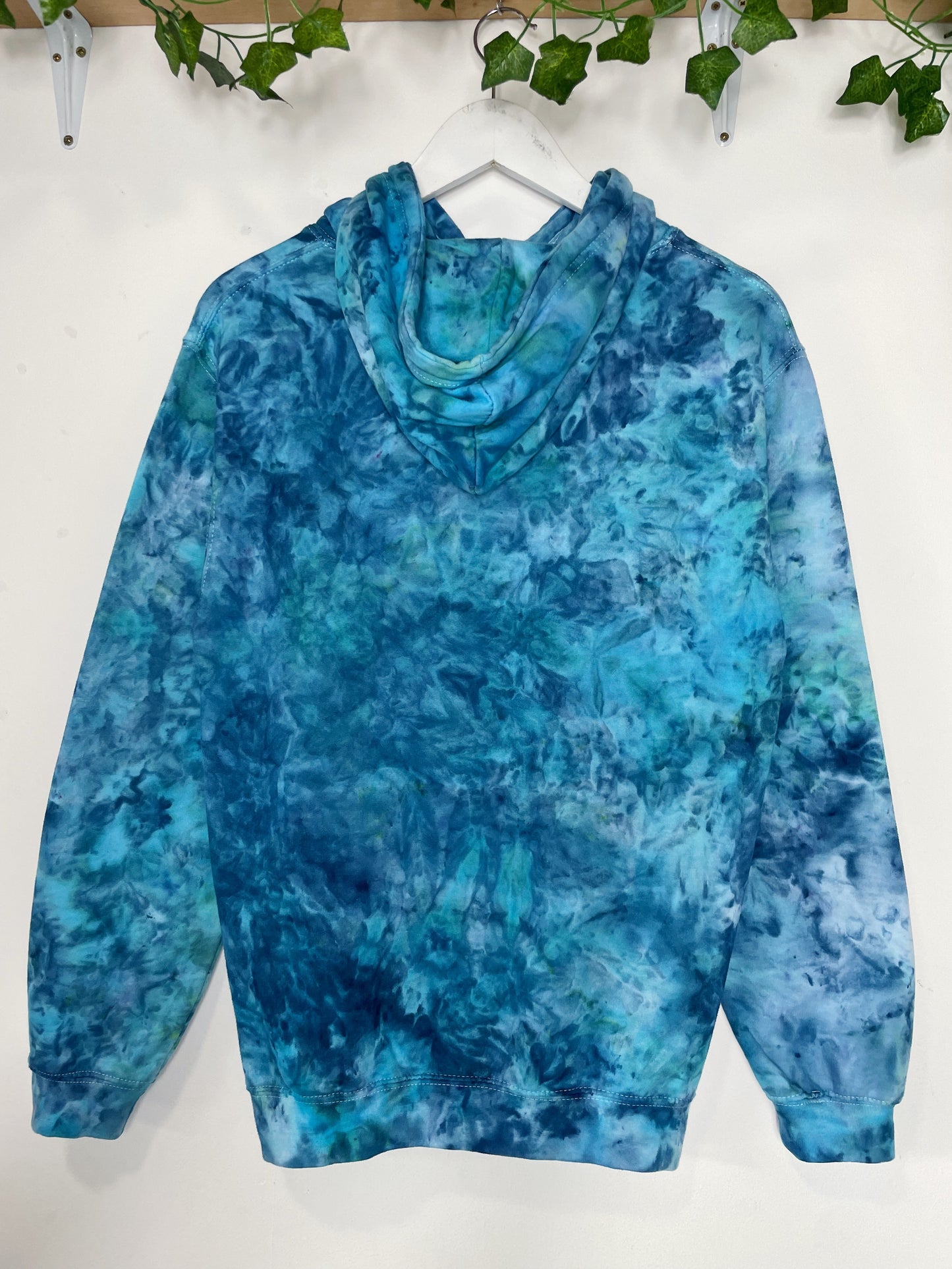 S | Ice Dye Ocean Blue Hand Dyed Pullover Hoodie