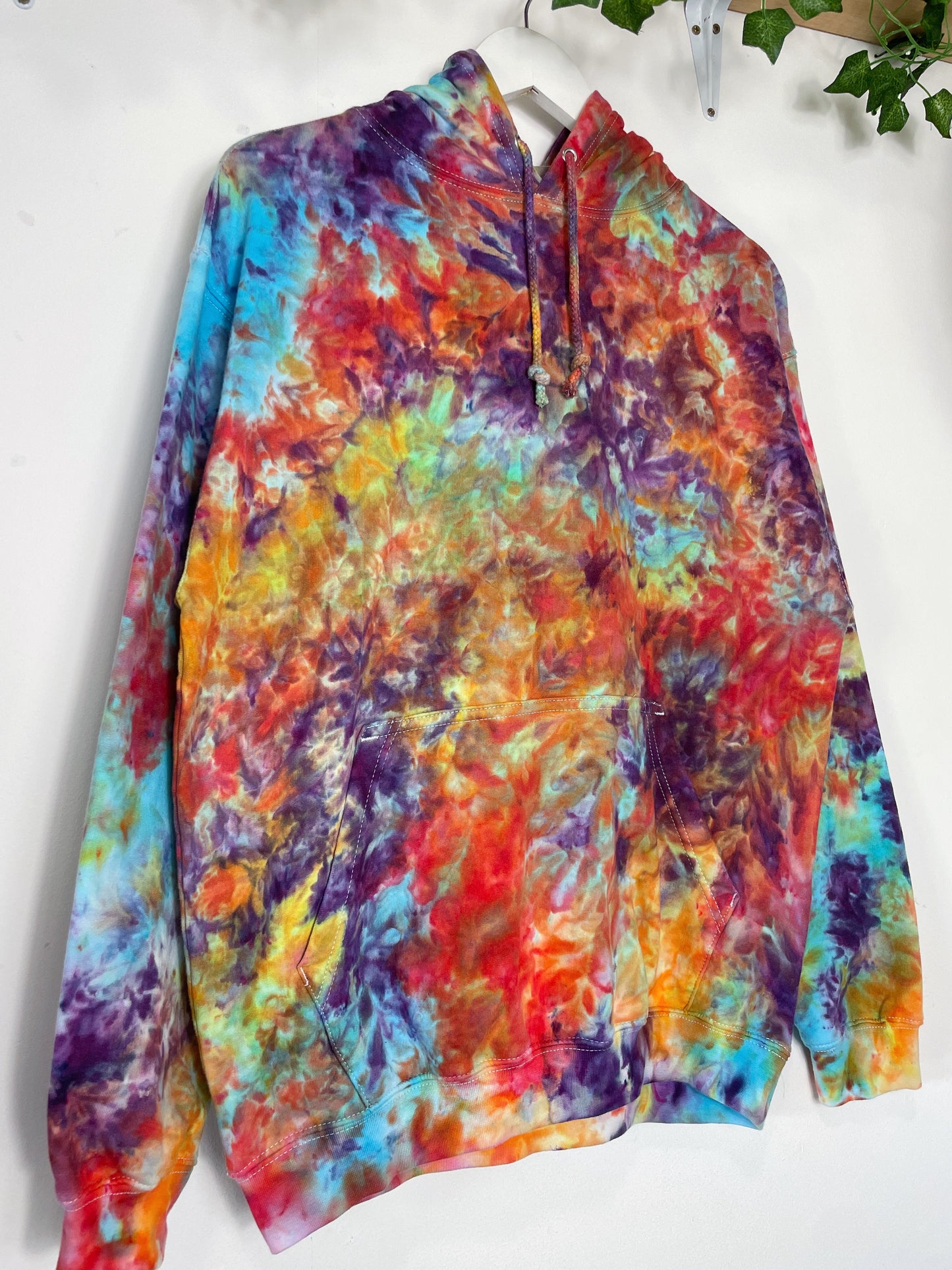 M | Ice Dye Rainbow Multicolour Hand Dyed Pullover Hoodie