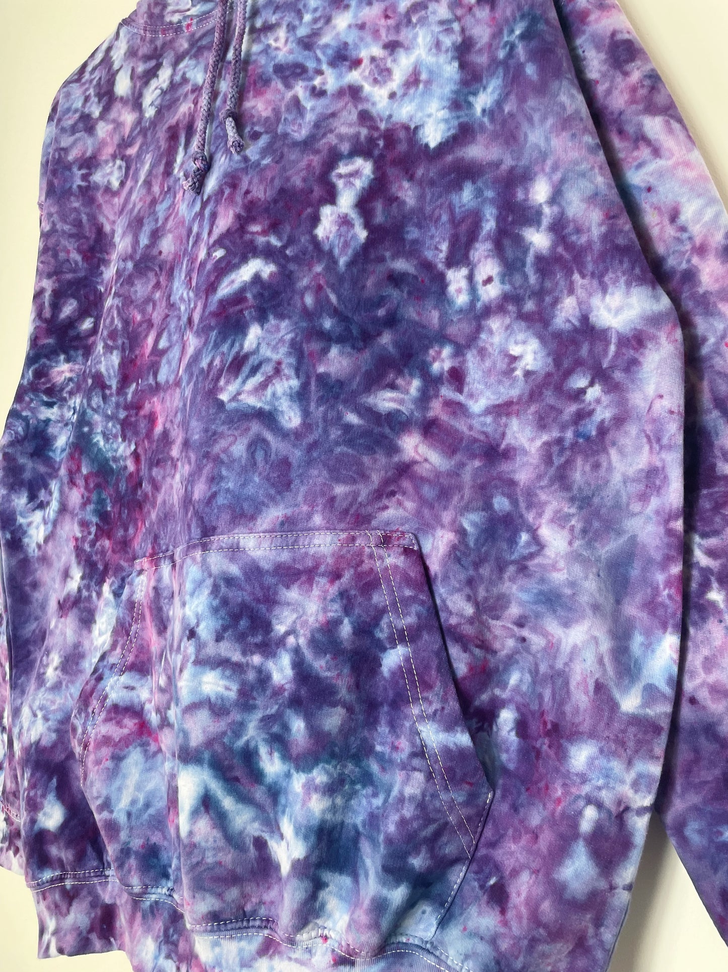 L | Ice Dye Purple Hand Dyed Pullover Hoodie