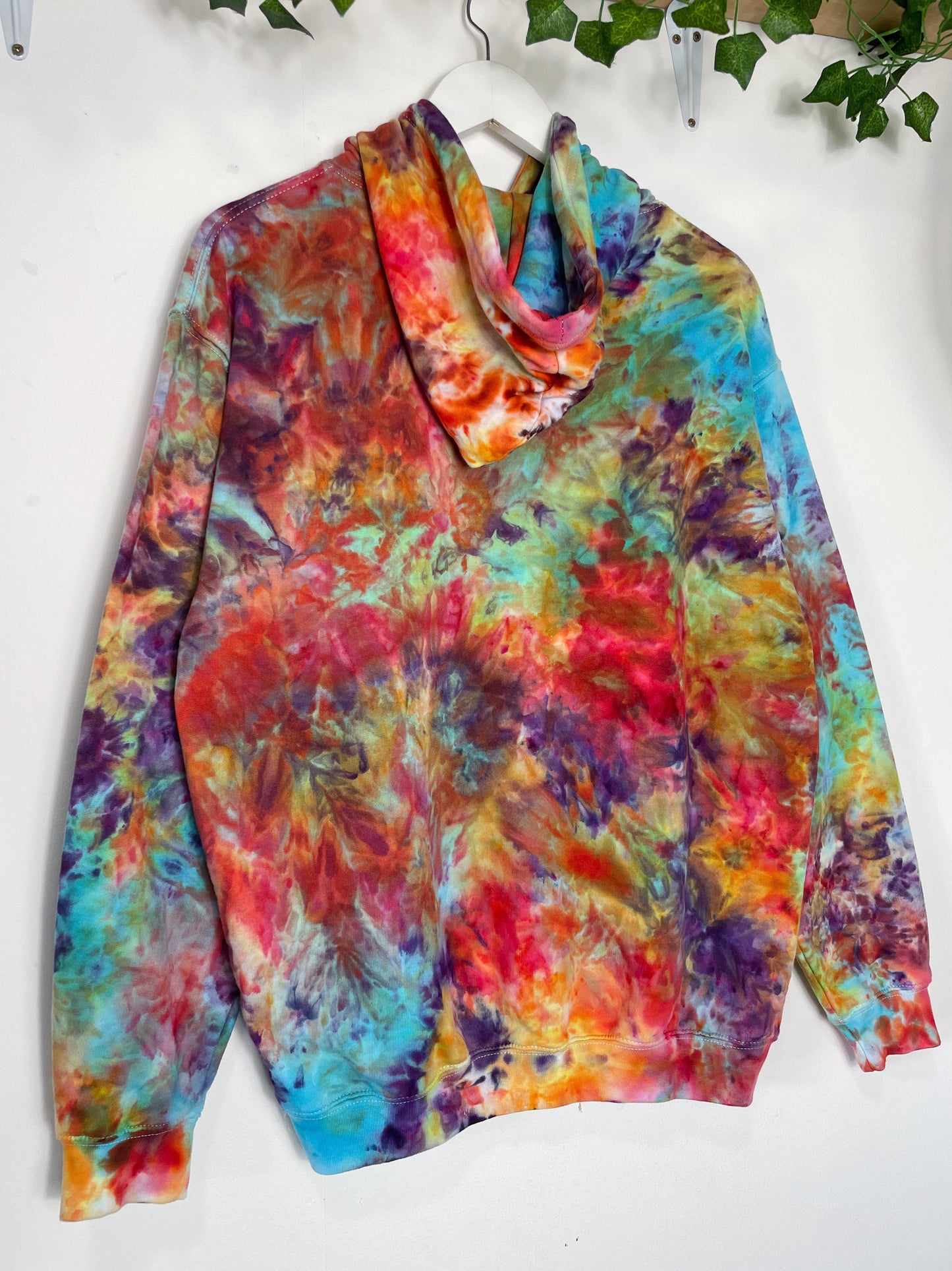 M | Ice Dye Rainbow Multicolour Hand Dyed Pullover Hoodie