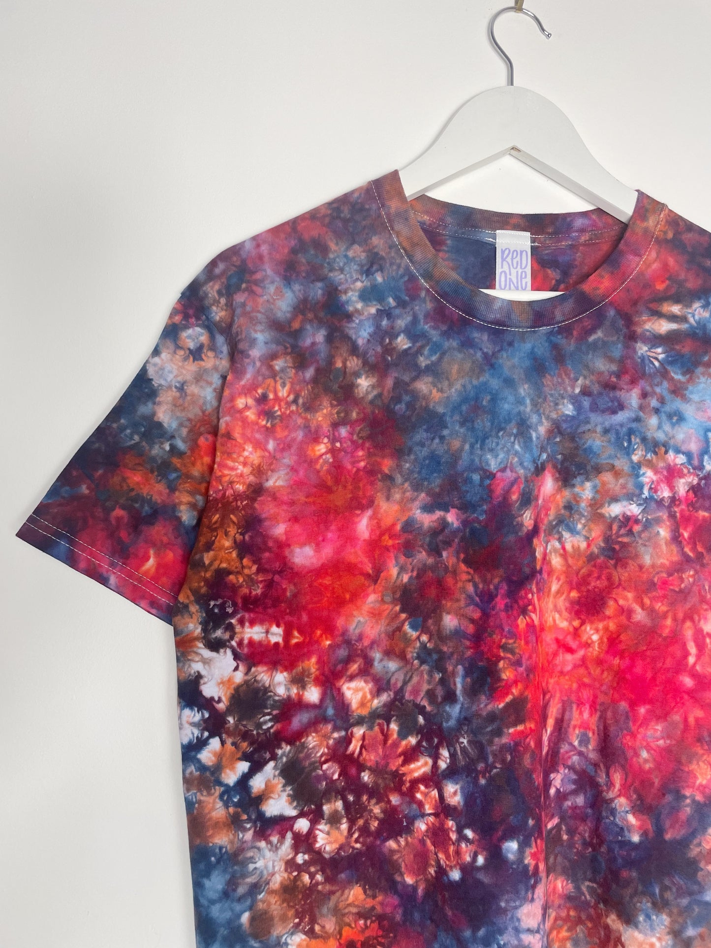 M | Ice Dye Red Galaxy Hand Dyed Ice Tie Dye T-Shirt