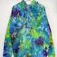 L | Ice Dye Hand Dyed Blue, Purple, Green Pullover Hoodie