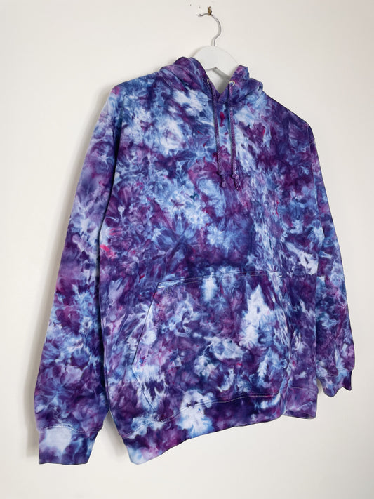 S | Ice Dye Purple Hand Dyed Pullover Hoodie