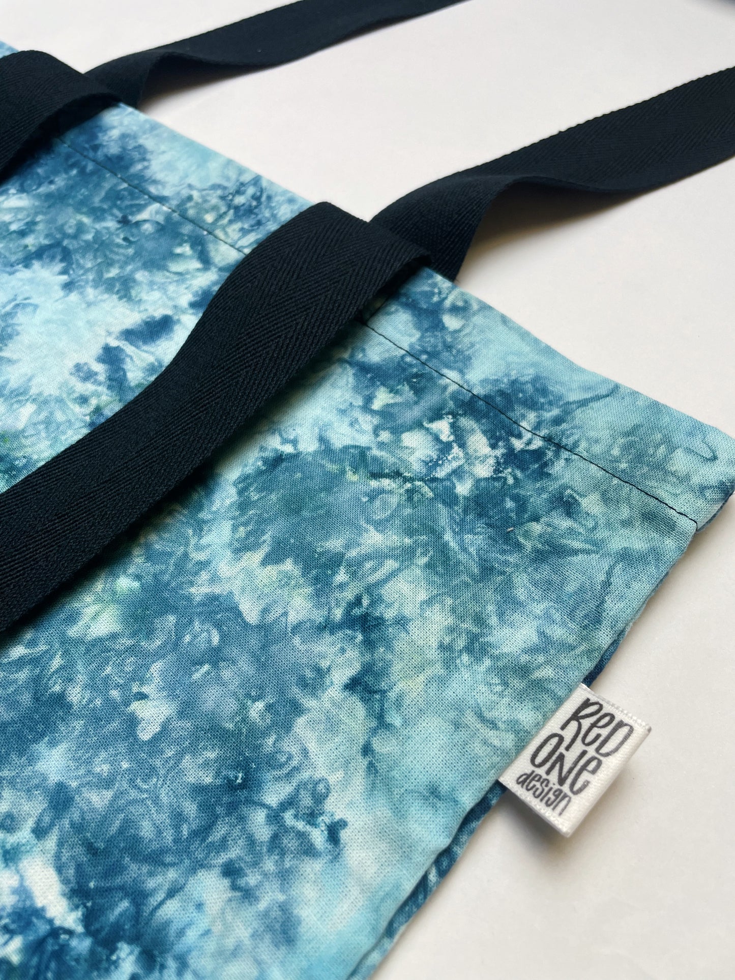 Handmade Blue Ice Dye Tote Bag