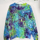 L | Ice Dye Blue, Purple Green Hand Dyed Sweatshirt