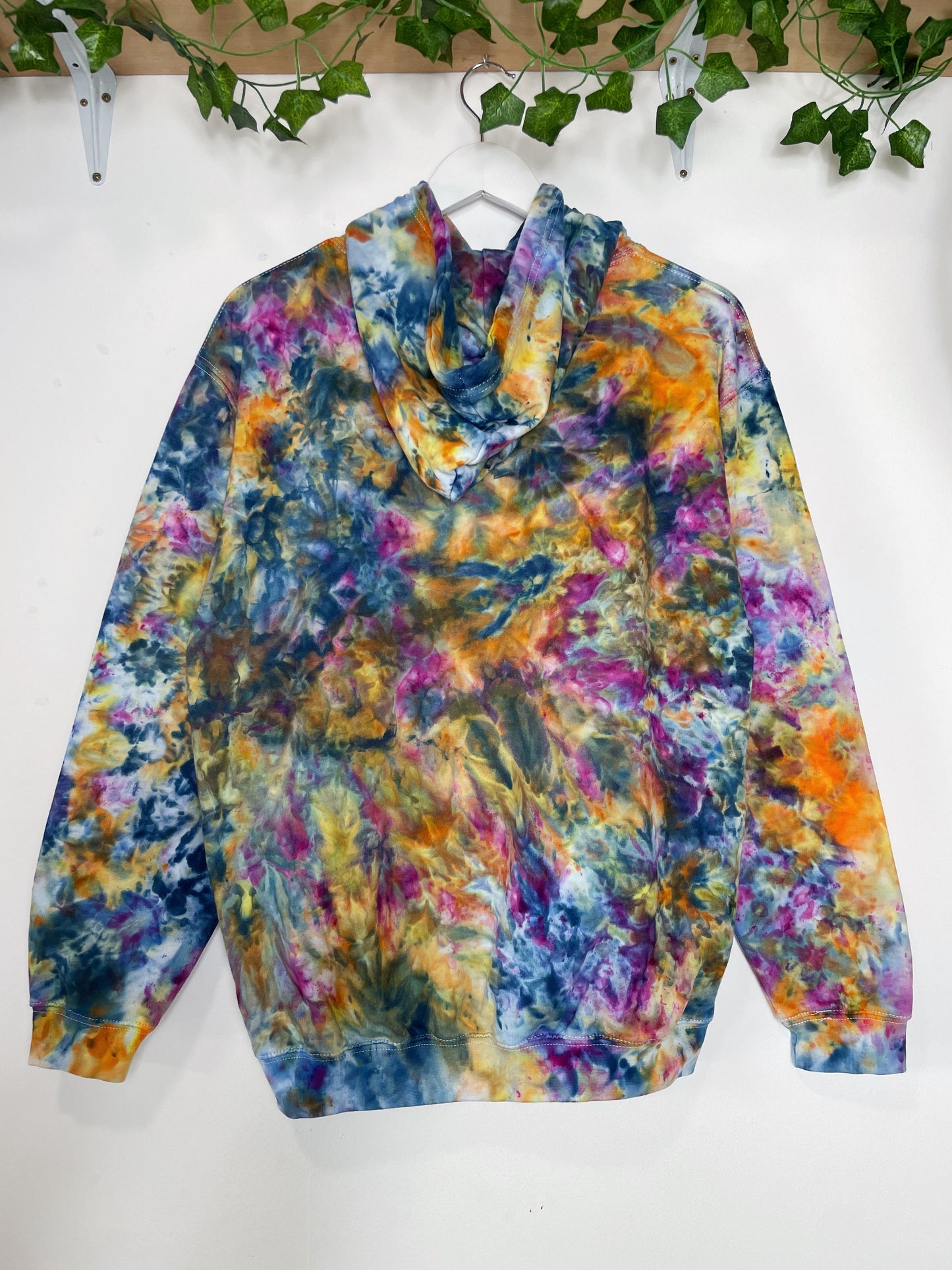 M | Ice Dye Blue Sunrise Multicolour Hand Dyed Pullover Hoodie