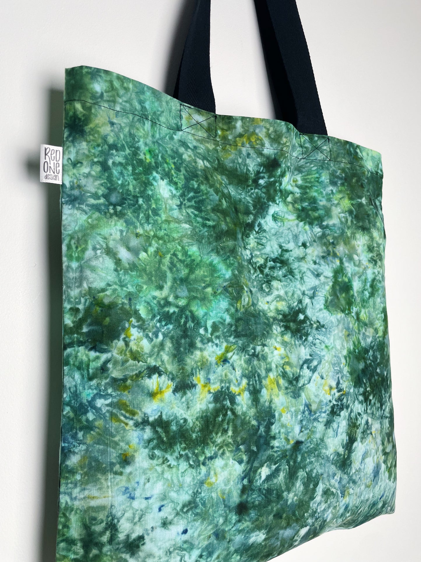 Dark Green Ice Dye Handmade Tote Bag