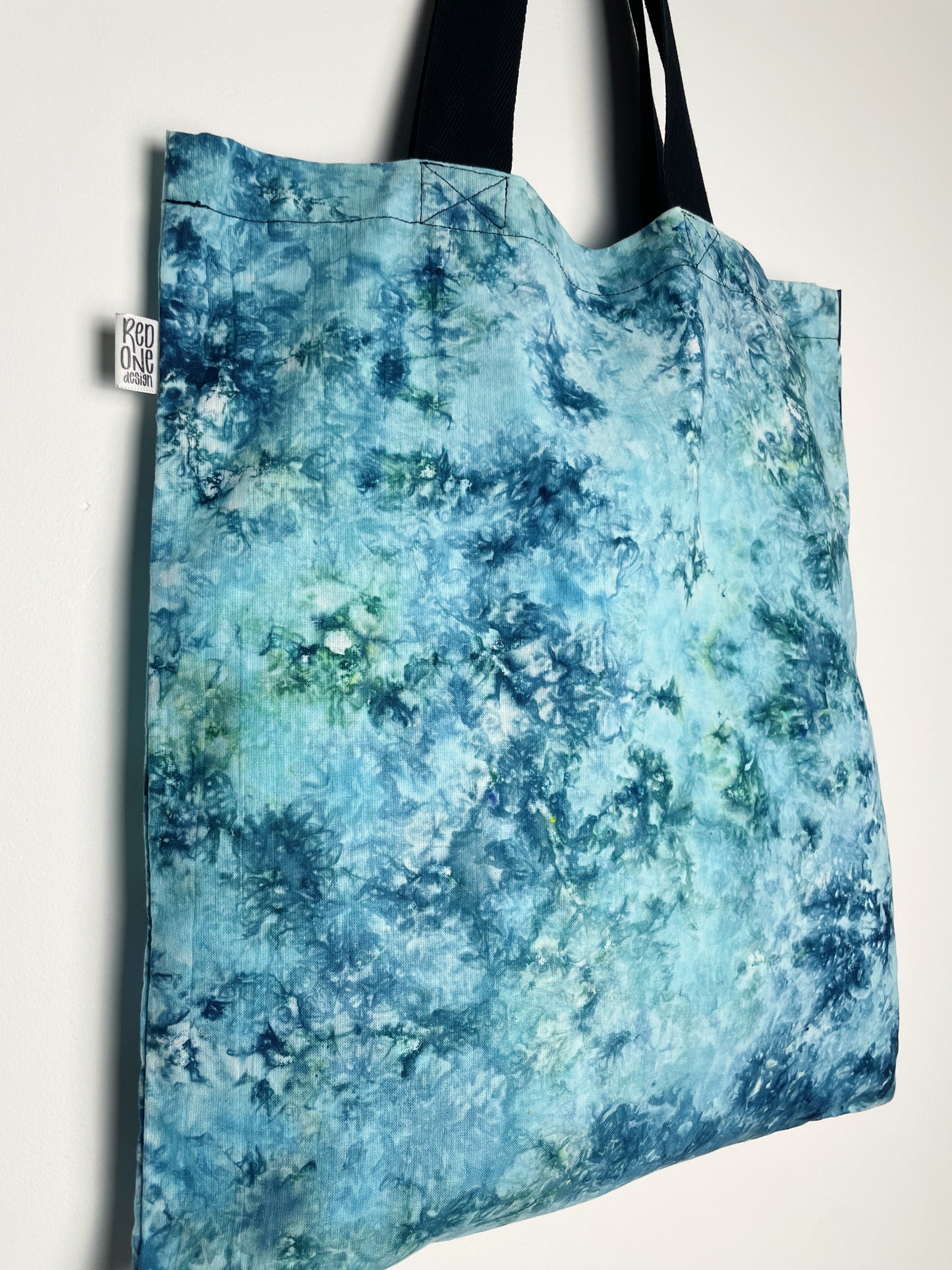 Handmade Blue Ice Dye Tote Bag