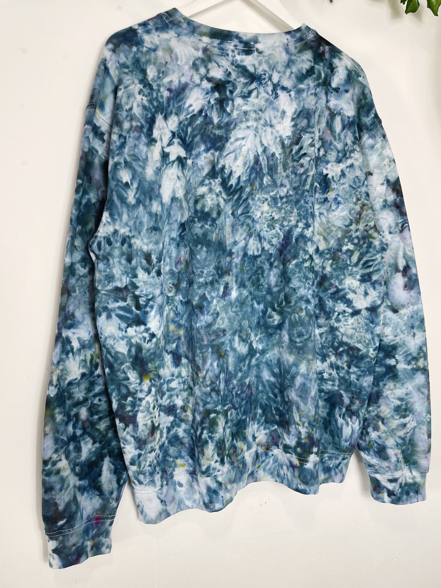 XL| Ice Dye Blue Black Hand Dyed Sweatshirt