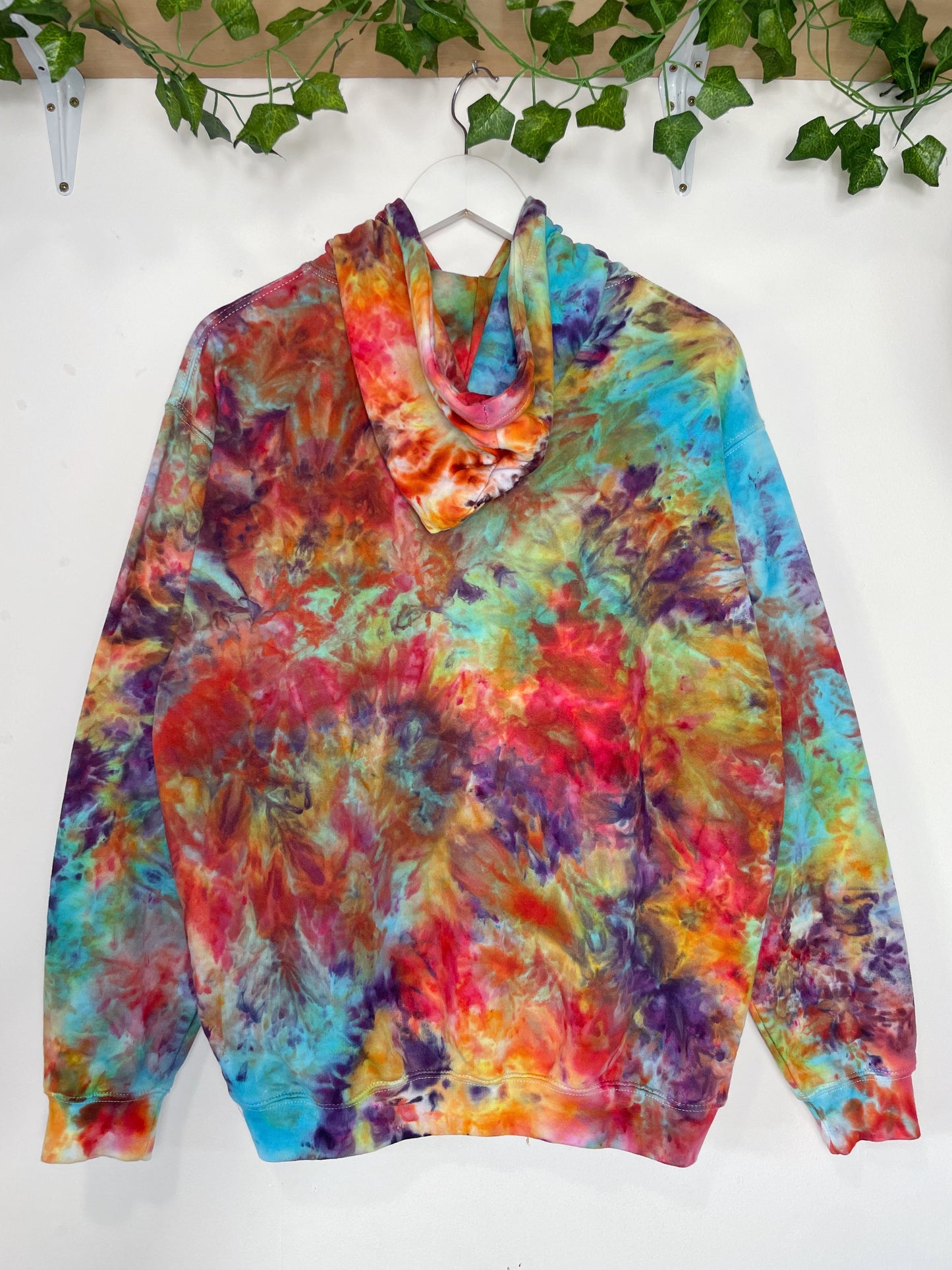 M | Ice Dye Rainbow Multicolour Hand Dyed Pullover Hoodie