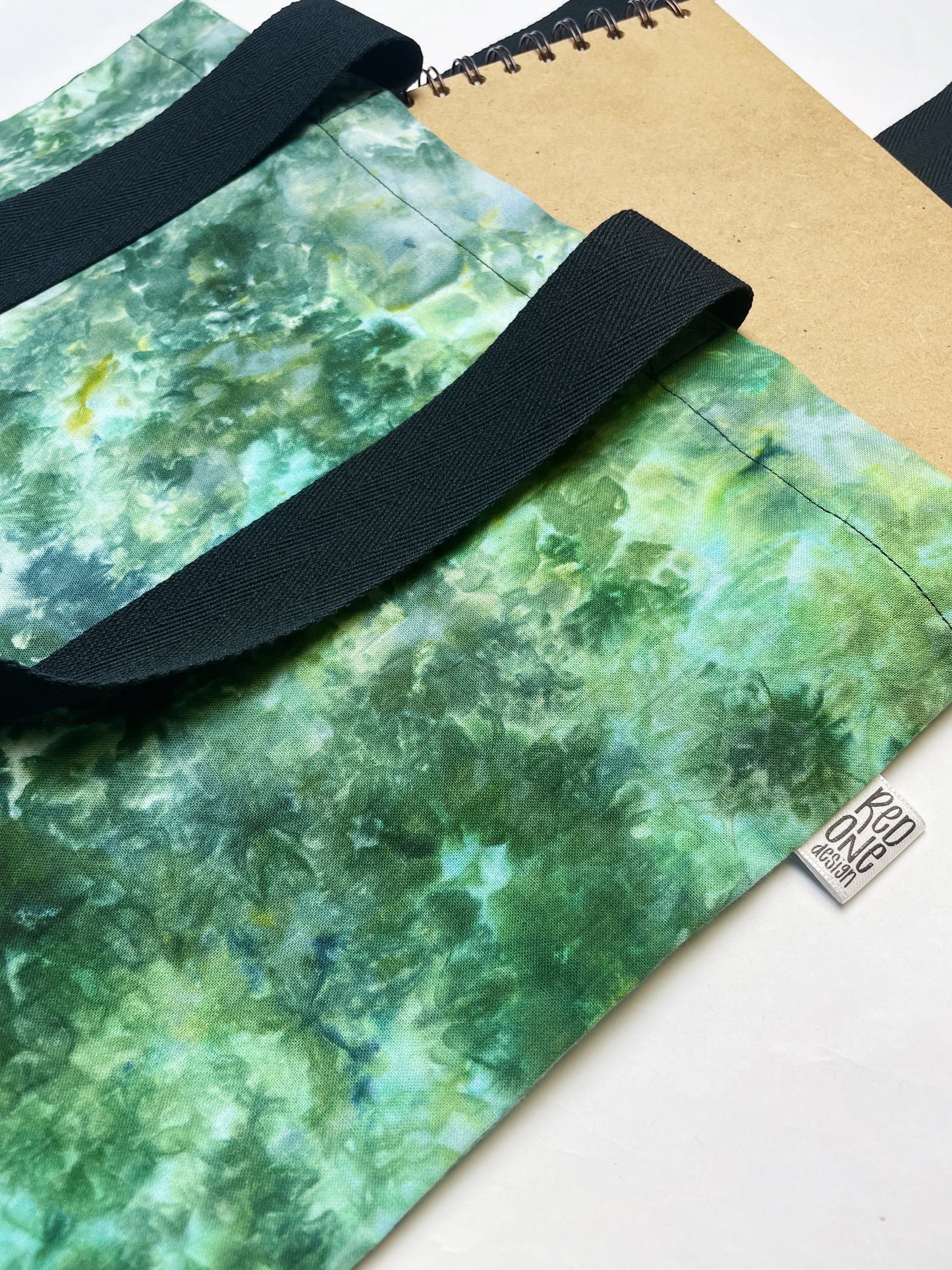 Dark Green Ice Dye Handmade Tote Bag