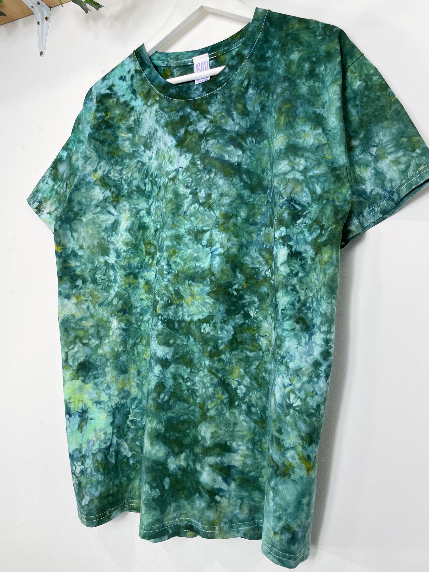 L | Ice Dye Dark Green Hand Dyed Ice Tie Dye T-Shirt