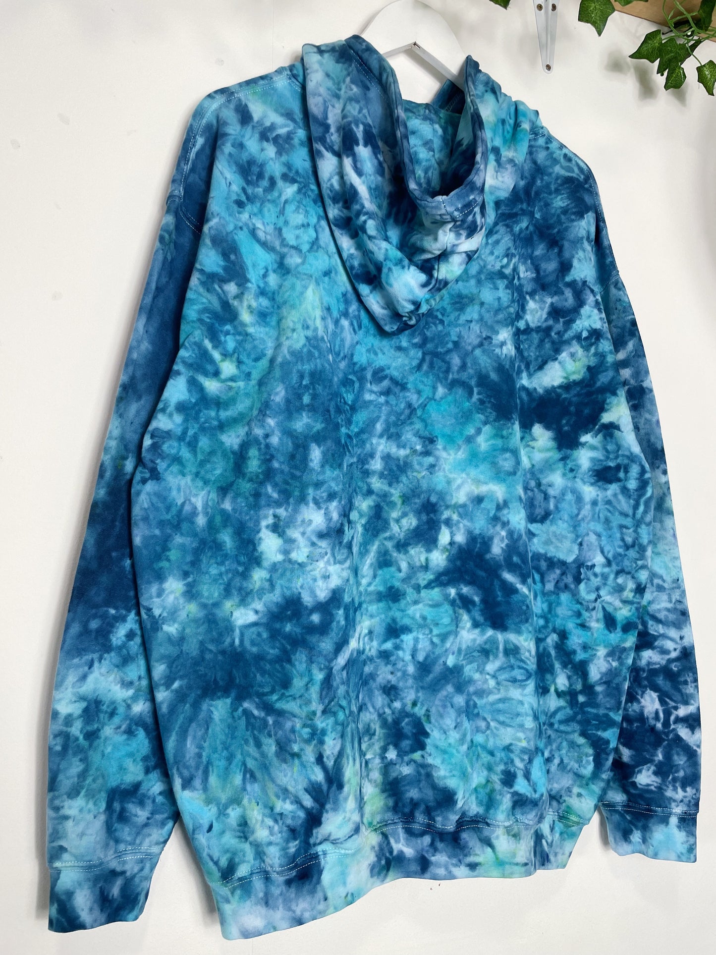 XL | Ice Dye Ocean Blue Hand Dyed Pullover Hoodie