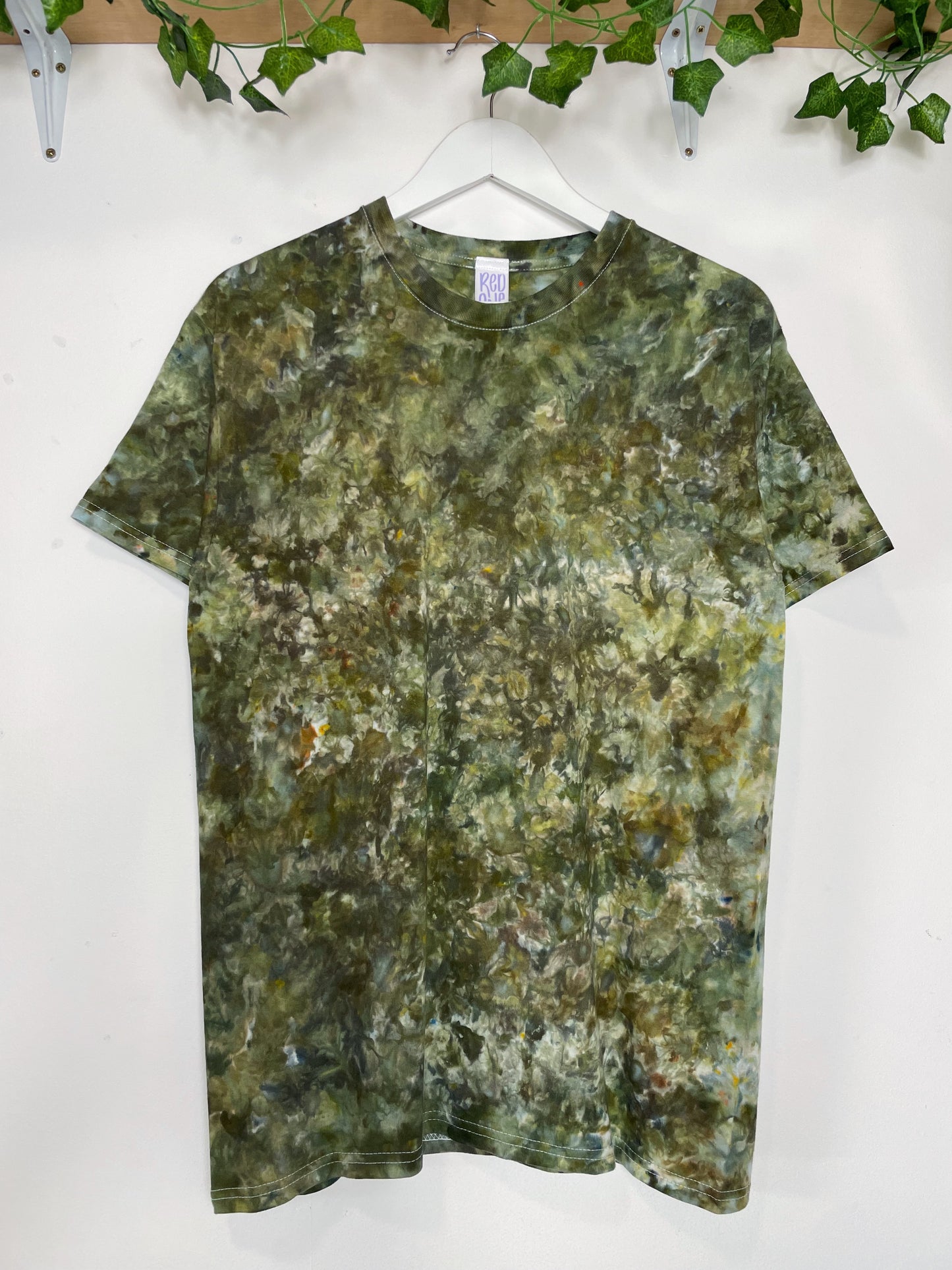 M | Ice Dye Olive Brown Hand Dyed Ice Tie Dye T-Shirt