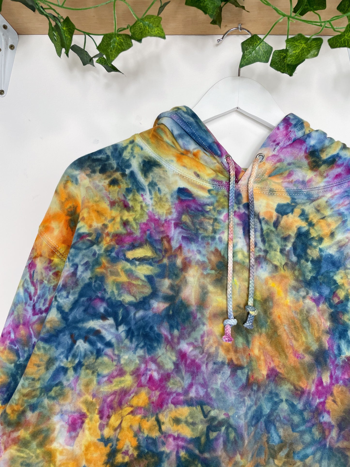 L | Ice Dye Blue Sunrise Hand Dyed Pullover Hoodie