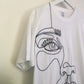 Hand Embroidered Abstract Face Line Art T-Shirt