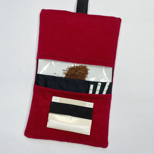 Handmade Red Corduroy Tobacco Pouch