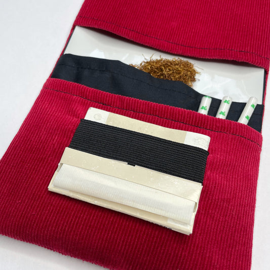 Handmade Red Corduroy Tobacco Pouch