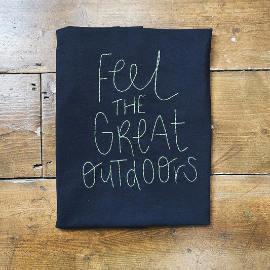 Feel The Great Outdoors - Unisex Hand Embroidered T-Shirt