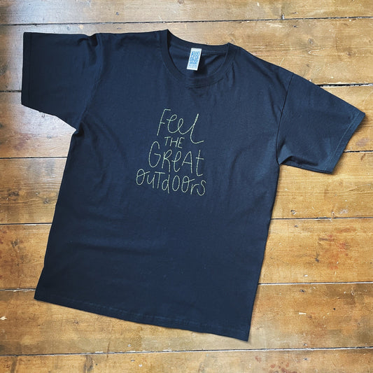 Feel The Great Outdoors - Unisex Hand Embroidered T-Shirt