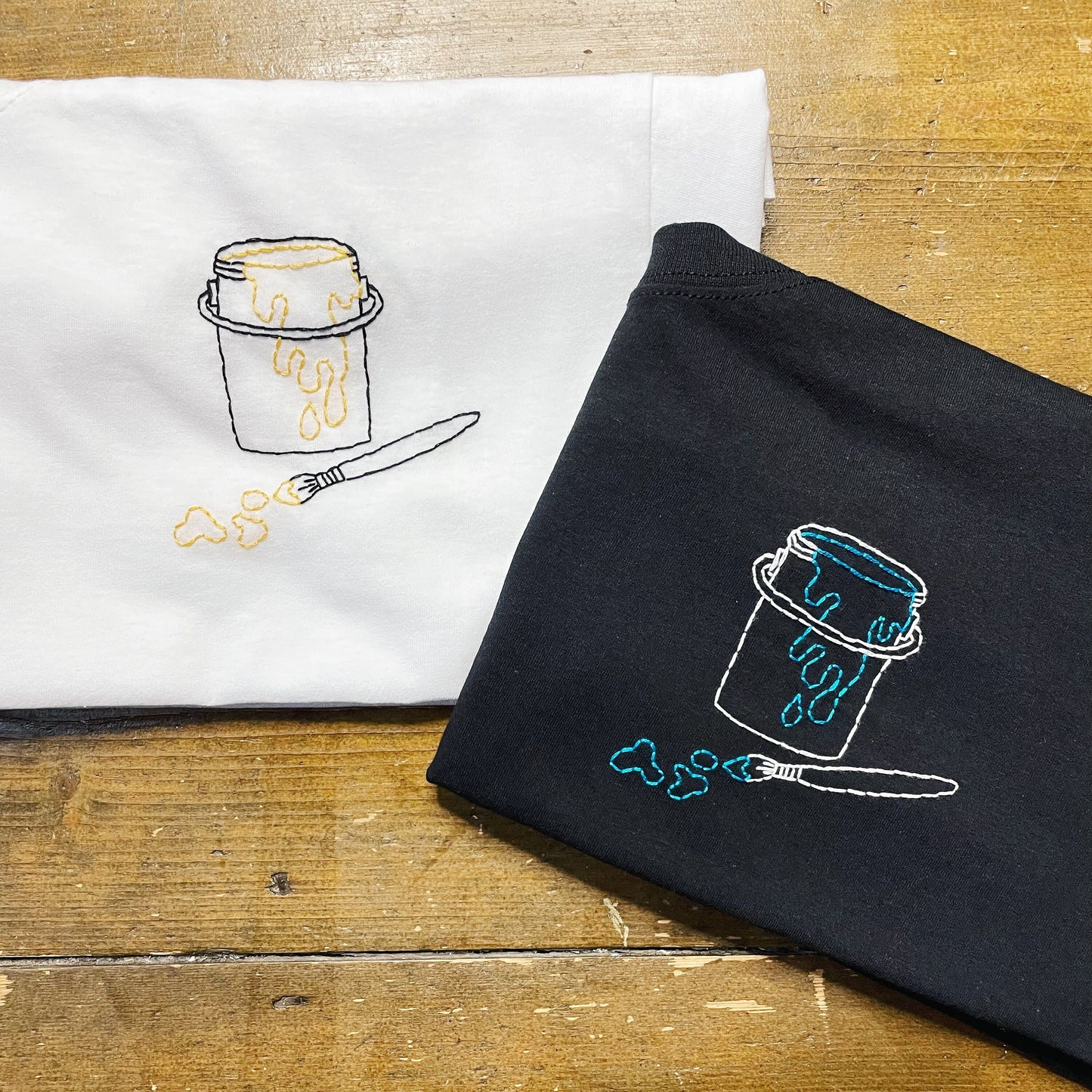 Hand Embroidered Paint Bucket T-Shirt