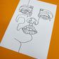 Continuous Line Face Art Print | Wallart Abstract Face Home Decor