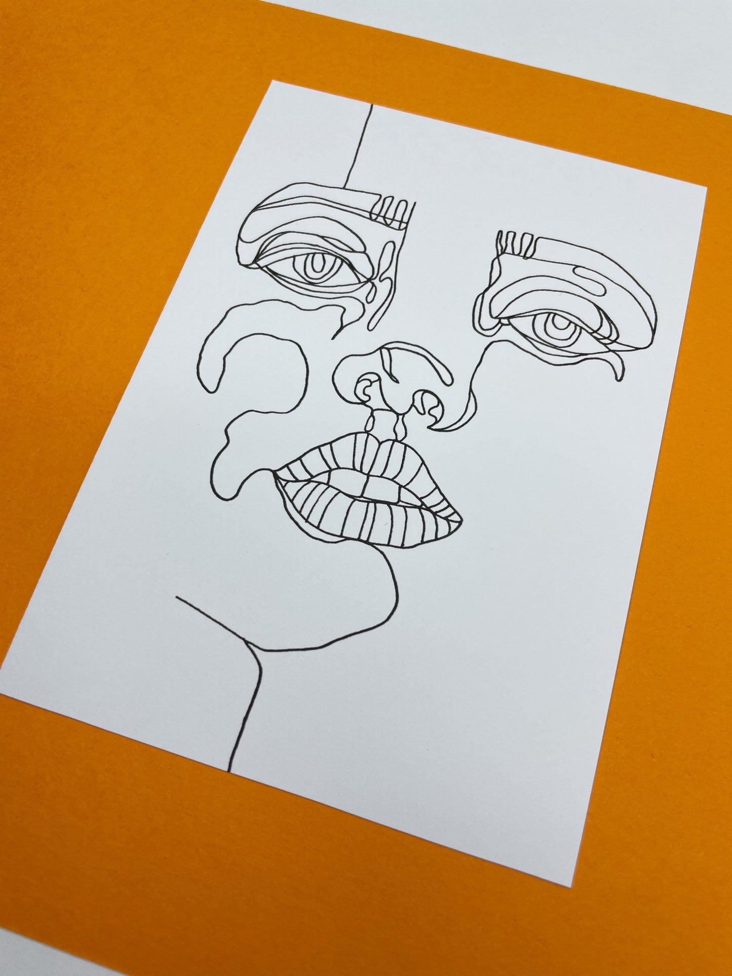 Continuous Line Face Art Print | Wallart Abstract Face Home Decor